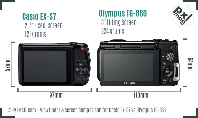 Casio EX-S7 vs Olympus TG-860 Screen and Viewfinder comparison Casio EX-S7 vs Olympus TG-860 Screen and Viewfinder comparison
