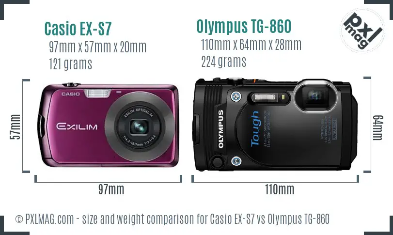 Casio EX-S7 vs Olympus TG-860 size comparison Casio EX-S7 vs Olympus TG-860 size comparison