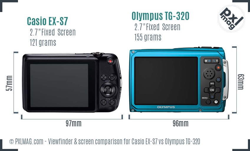 Casio EX-S7 vs Olympus TG-320 Screen and Viewfinder comparison