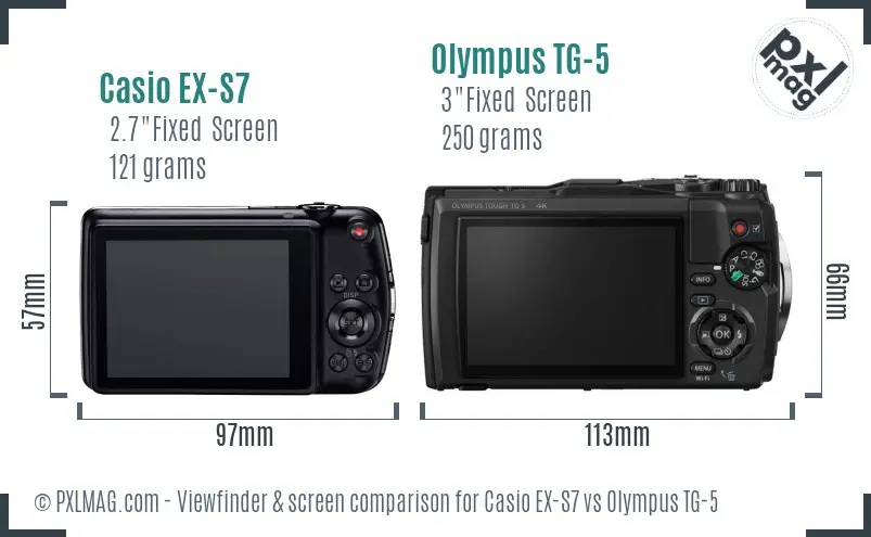 Casio EX-S7 vs Olympus TG-5 Screen and Viewfinder comparison