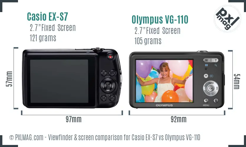 Casio EX-S7 vs Olympus VG-110 Screen and Viewfinder comparison