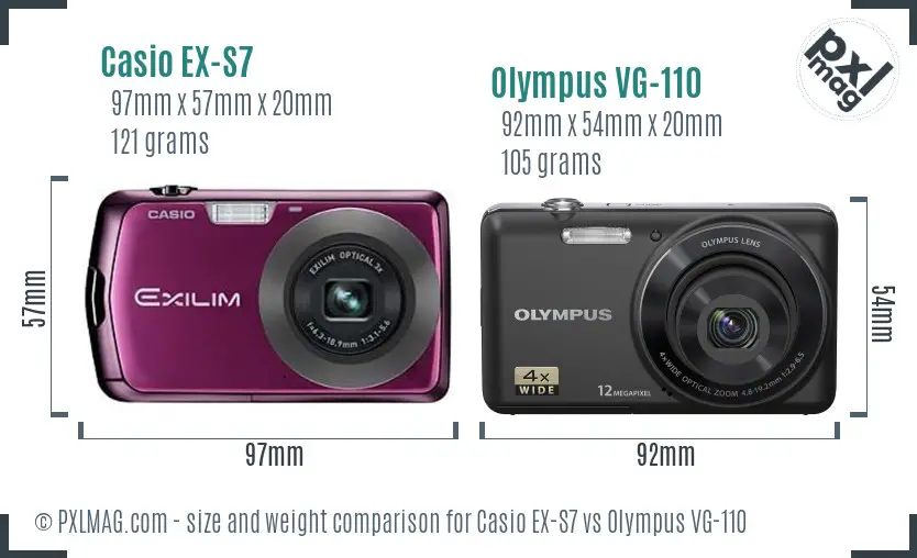 Casio EX-S7 vs Olympus VG-110 size comparison