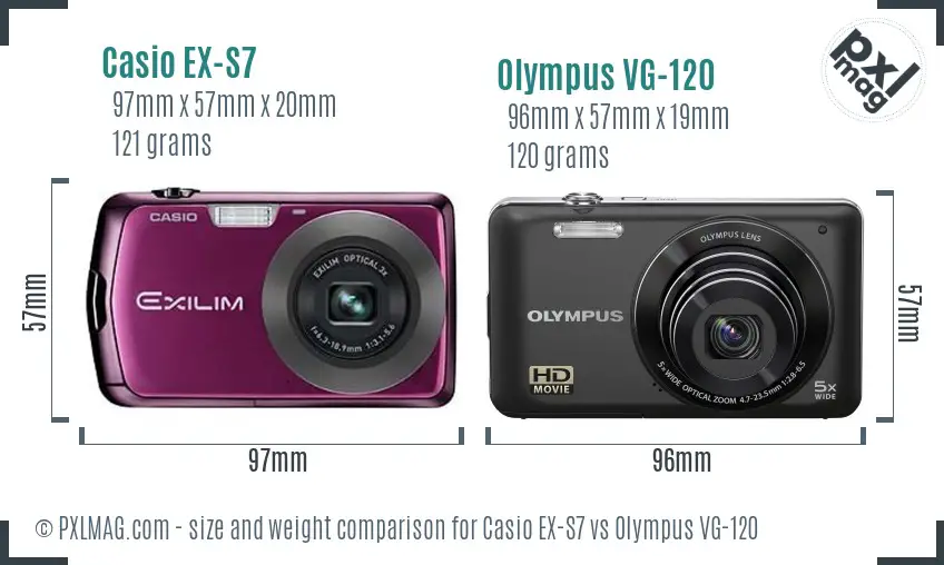 Casio EX-S7 vs Olympus VG-120 size comparison