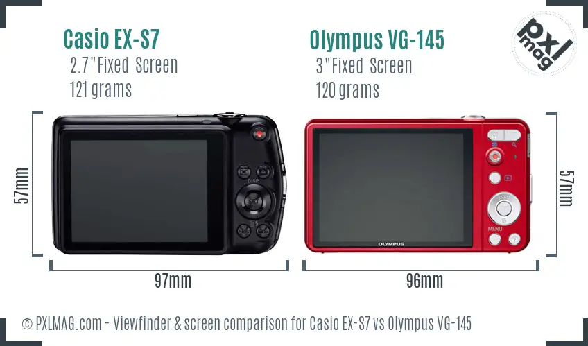 Casio EX-S7 vs Olympus VG-145 Screen and Viewfinder comparison