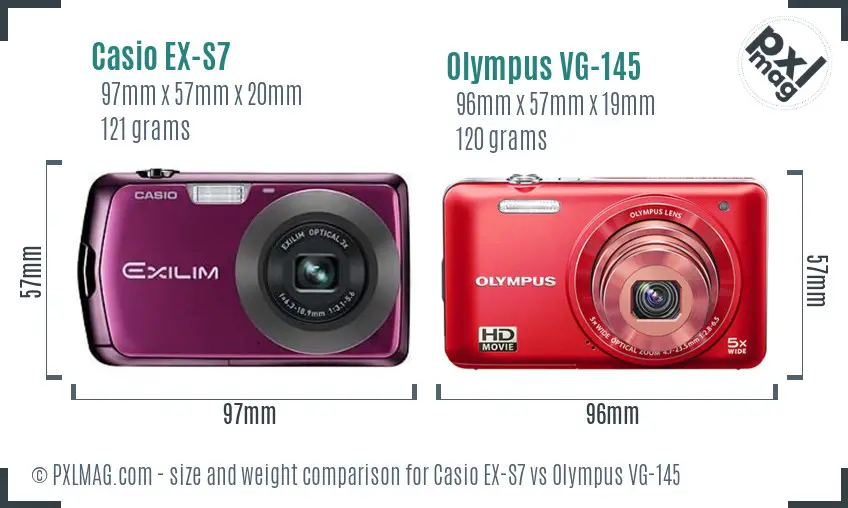 Casio EX-S7 vs Olympus VG-145 size comparison