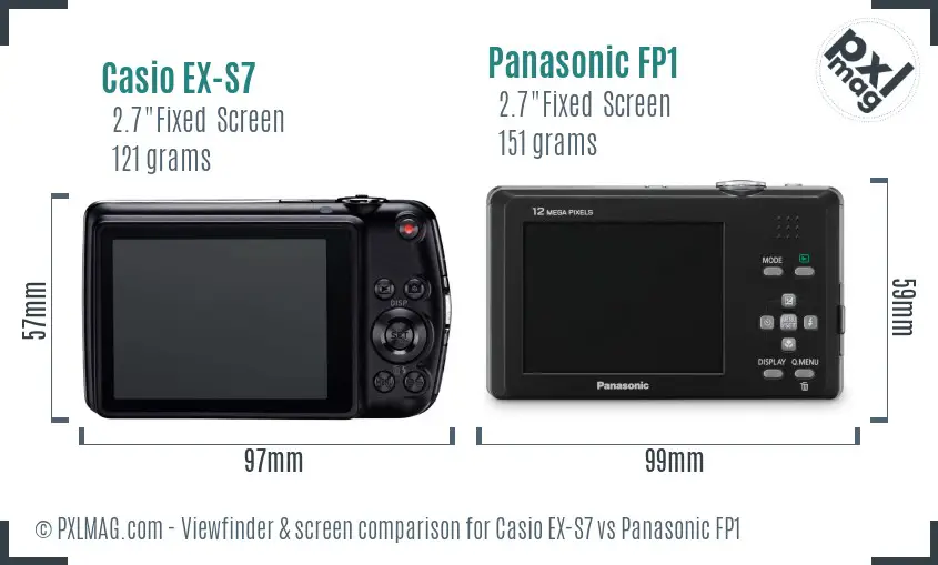 Casio EX-S7 vs Panasonic FP1 Screen and Viewfinder comparison