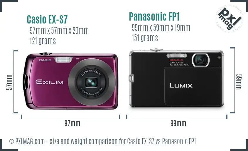 Casio EX-S7 vs Panasonic FP1 size comparison