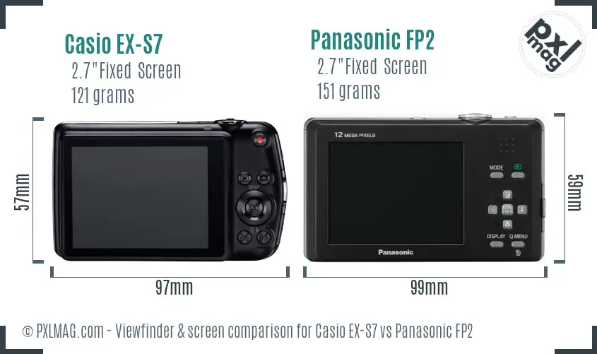 Casio EX-S7 vs Panasonic FP2 Screen and Viewfinder comparison