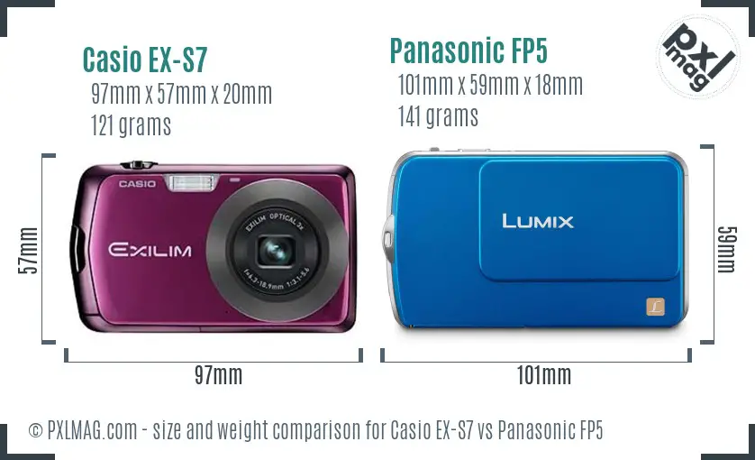 Casio EX-S7 vs Panasonic FP5 size comparison