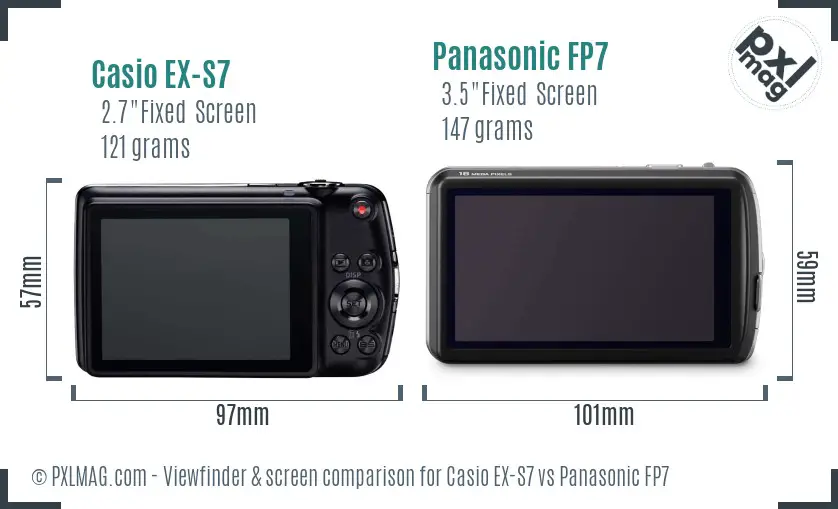 Casio EX-S7 vs Panasonic FP7 Screen and Viewfinder comparison