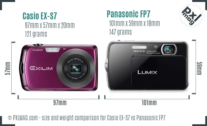 Casio EX-S7 vs Panasonic FP7 size comparison