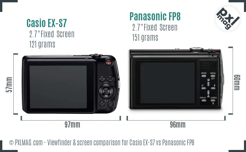 Casio EX-S7 vs Panasonic FP8 Screen and Viewfinder comparison