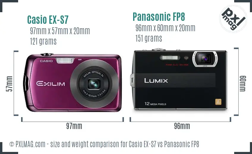 Casio EX-S7 vs Panasonic FP8 size comparison
