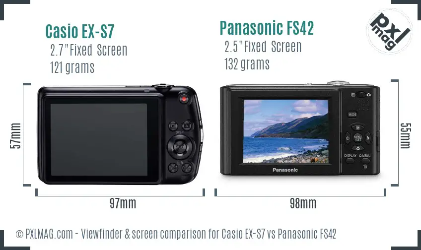 Casio EX-S7 vs Panasonic FS42 Screen and Viewfinder comparison