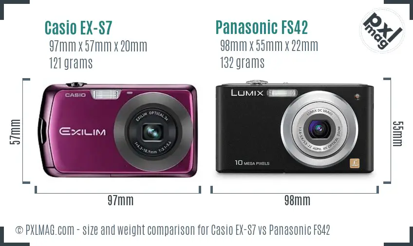 Casio EX-S7 vs Panasonic FS42 size comparison