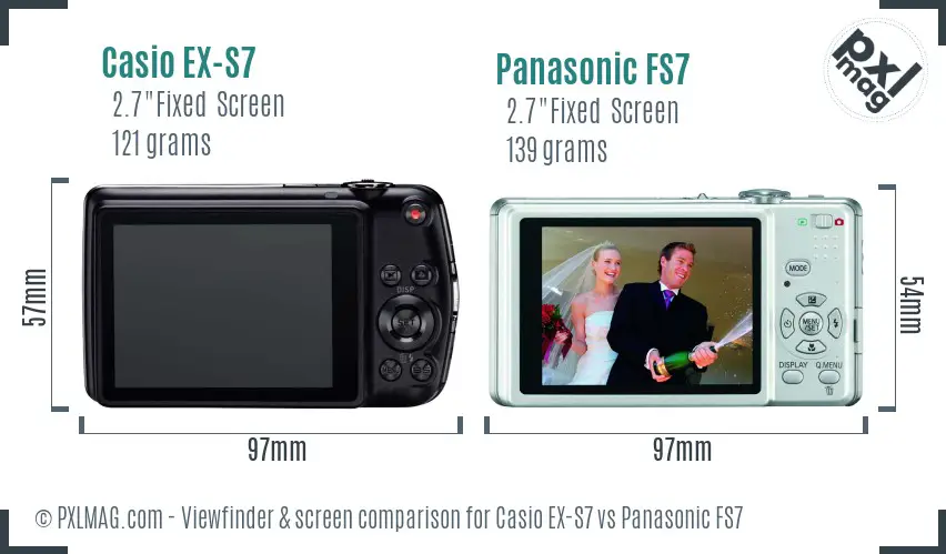 Casio EX-S7 vs Panasonic FS7 Screen and Viewfinder comparison