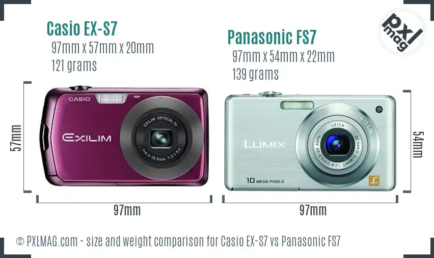 Casio EX-S7 vs Panasonic FS7 size comparison