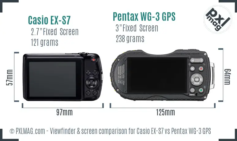 Casio EX-S7 vs Pentax WG-3 GPS Screen and Viewfinder comparison Casio EX-S7 vs Pentax WG-3 GPS Screen and Viewfinder comparison