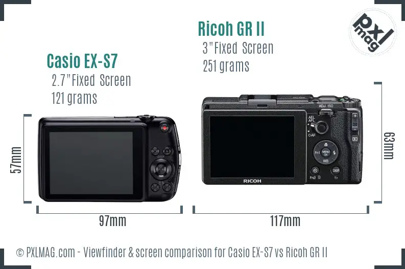 Casio EX-S7 vs Ricoh GR II Screen and Viewfinder comparison Casio EX-S7 vs Ricoh GR II Screen and Viewfinder comparison