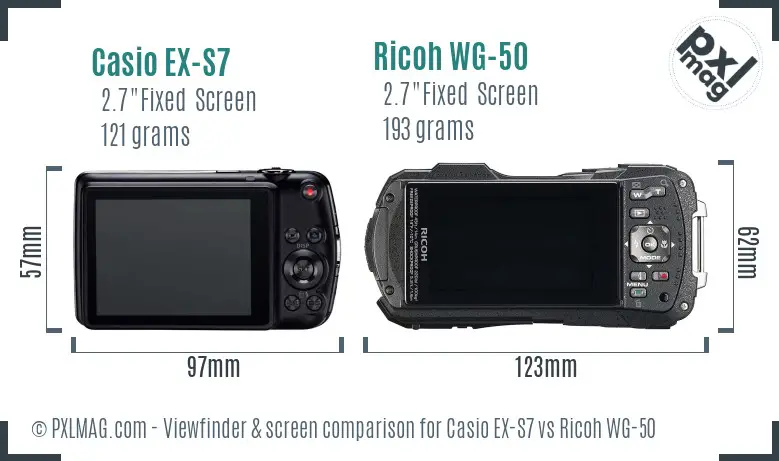 Casio EX-S7 vs Ricoh WG-50 Screen and Viewfinder comparison