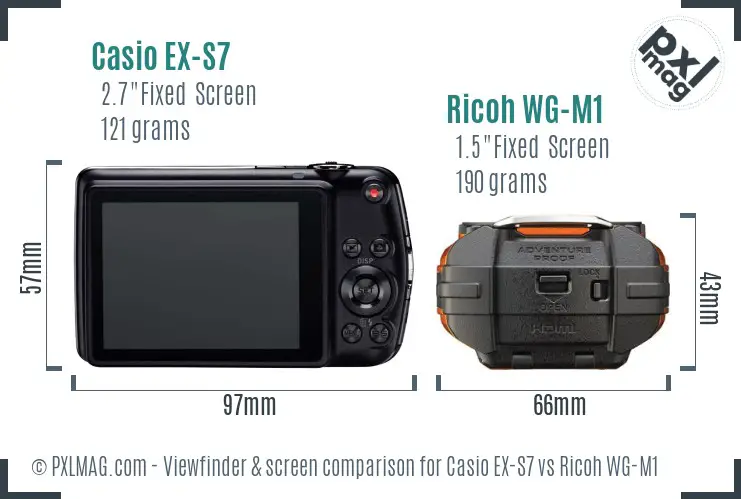 Casio EX-S7 vs Ricoh WG-M1 Screen and Viewfinder comparison