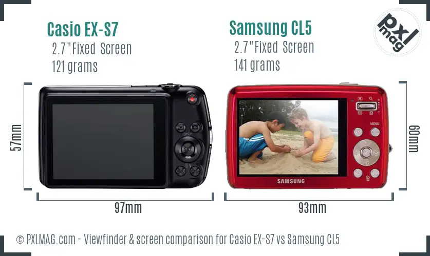 Casio EX-S7 vs Samsung CL5 Screen and Viewfinder comparison