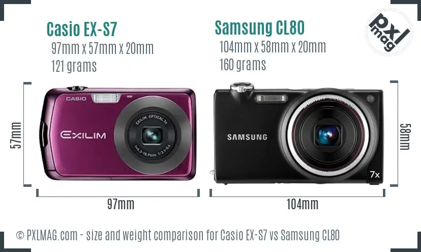 Casio EX-S7 vs Samsung CL80 size comparison