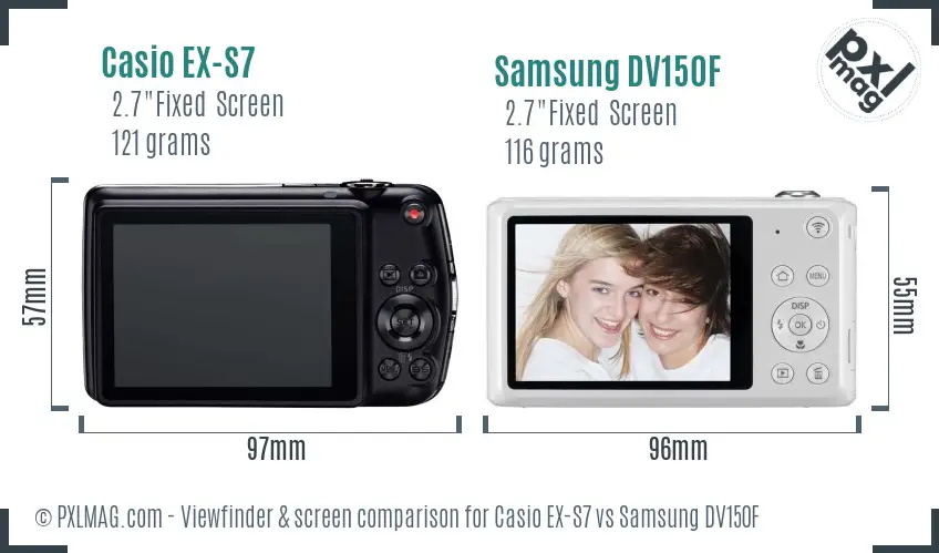 Casio EX-S7 vs Samsung DV150F Screen and Viewfinder comparison