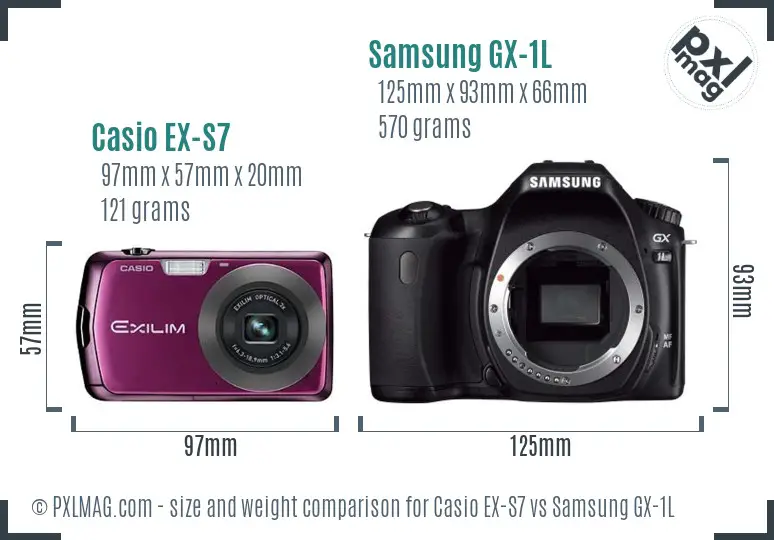 Casio EX-S7 vs Samsung GX-1L size comparison