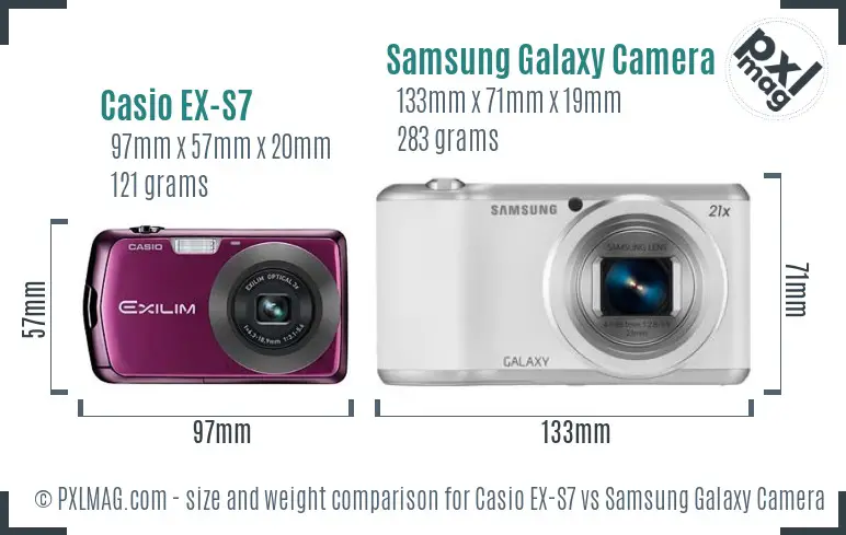 Casio EX-S7 vs Samsung Galaxy Camera 2 size comparison