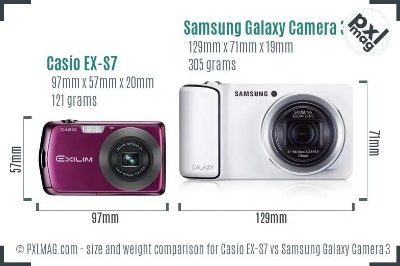 Casio EX-S7 vs Samsung Galaxy Camera 3G size comparison