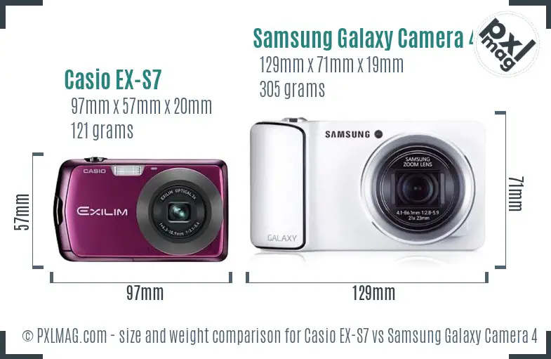 Casio EX-S7 vs Samsung Galaxy Camera 4G size comparison Casio EX-S7 vs Samsung Galaxy Camera 4G size comparison