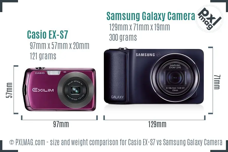 Casio EX-S7 vs Samsung Galaxy Camera size comparison