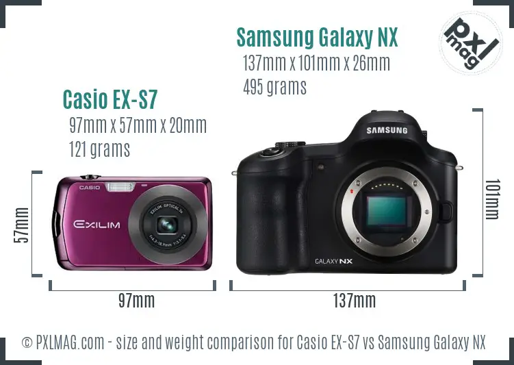 Casio EX-S7 vs Samsung Galaxy NX size comparison