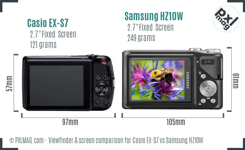 Casio EX-S7 vs Samsung HZ10W Screen and Viewfinder comparison Casio EX-S7 vs Samsung HZ10W Screen and Viewfinder comparison