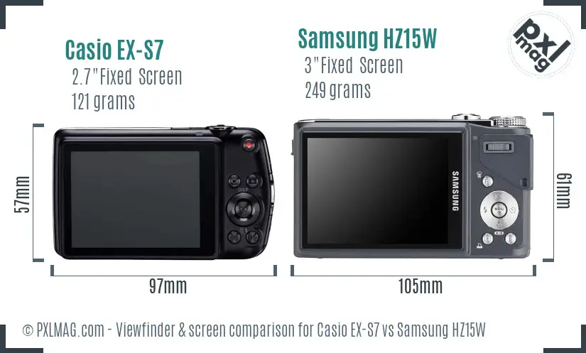 Casio EX-S7 vs Samsung HZ15W Screen and Viewfinder comparison Casio EX-S7 vs Samsung HZ15W Screen and Viewfinder comparison