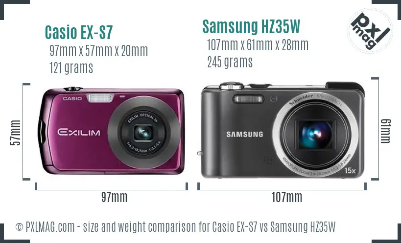 Casio EX-S7 vs Samsung HZ35W size comparison