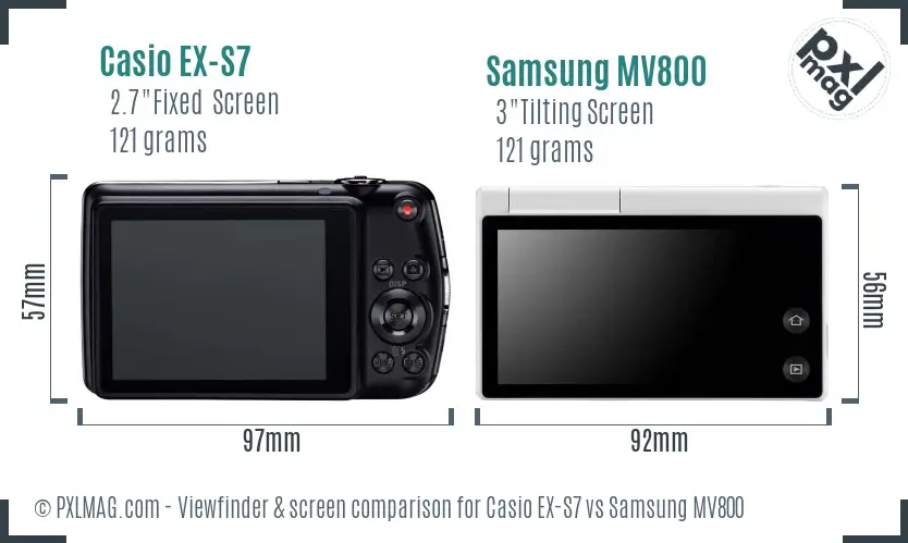 Casio EX-S7 vs Samsung MV800 Screen and Viewfinder comparison Casio EX-S7 vs Samsung MV800 Screen and Viewfinder comparison
