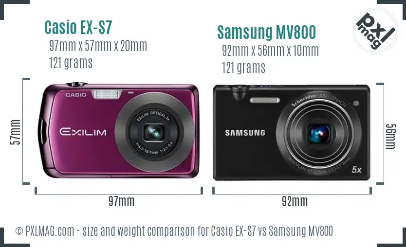 Casio EX-S7 vs Samsung MV800 size comparison Casio EX-S7 vs Samsung MV800 size comparison
