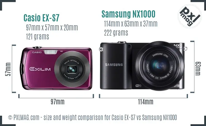 Casio EX-S7 vs Samsung NX1000 size comparison