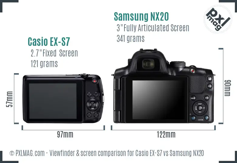 Casio EX-S7 vs Samsung NX20 Screen and Viewfinder comparison Casio EX-S7 vs Samsung NX20 Screen and Viewfinder comparison