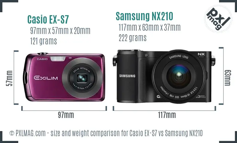 Casio EX-S7 vs Samsung NX210 size comparison