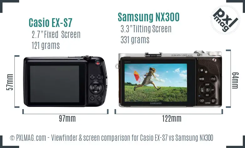 Casio EX-S7 vs Samsung NX300 Screen and Viewfinder comparison