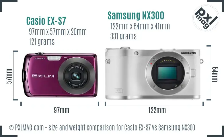 Casio EX-S7 vs Samsung NX300 size comparison