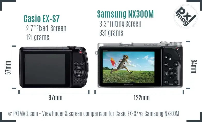 Casio EX-S7 vs Samsung NX300M Screen and Viewfinder comparison