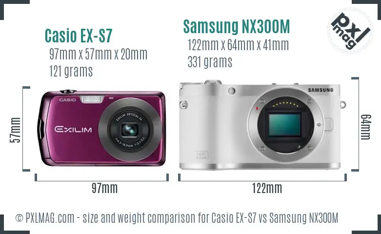 Casio EX-S7 vs Samsung NX300M size comparison