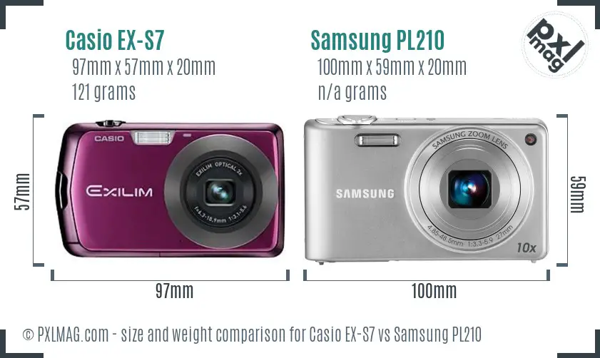 Casio EX-S7 vs Samsung PL210 size comparison