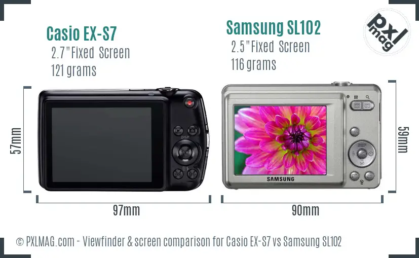 Casio EX-S7 vs Samsung SL102 Screen and Viewfinder comparison