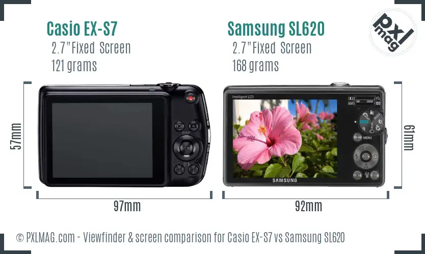Casio EX-S7 vs Samsung SL620 Screen and Viewfinder comparison