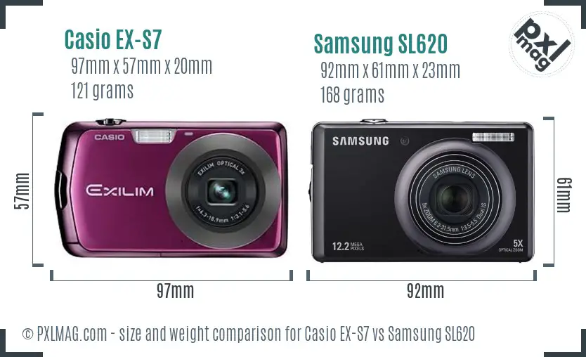 Casio EX-S7 vs Samsung SL620 size comparison